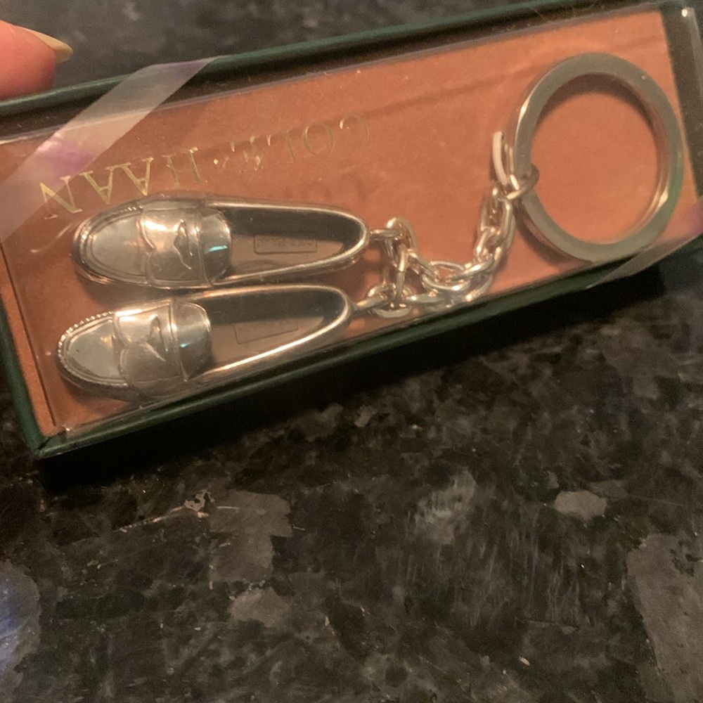 NWT VTG Brand New Cole and Haan Silver Keychain Pair of Penny Loafer Sho…